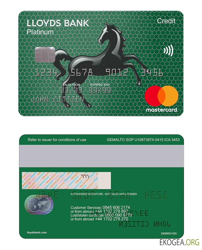 Carte de crédit Lloyds britannique MASTERCARD